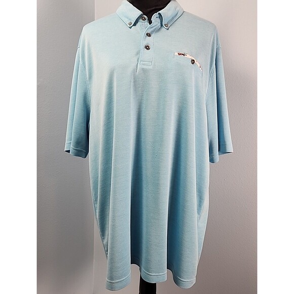 Marti Kat Mens Polo Shirt XXL Blue Short Sleeve Modal Blend Business Casual - Picture 1 of 12